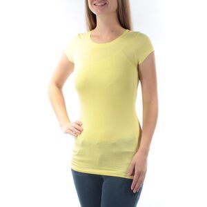HEARTS AND HIPS Womens Yellow Cap Sleeve Jewel Neck Top Size: M